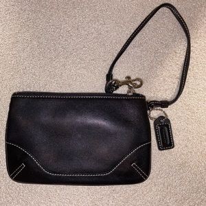Coach Black soft leather wristlet